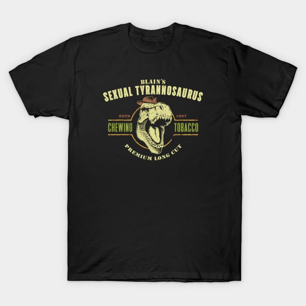 Sexual Tyrannosaurus (Black Print) T-Shirt by Miskatonic Designs